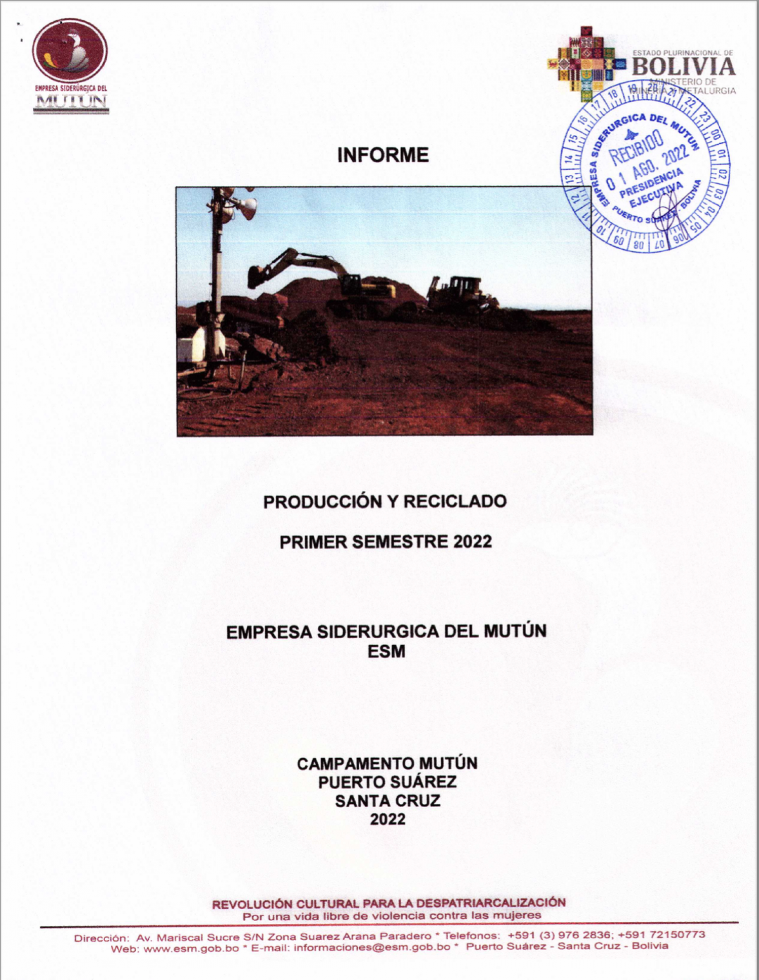 INFORME PRODUCCIÓN Y RECICLADO  - Empresa Siderúrgica del Mutún